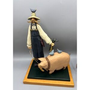 Vtg 1991 Williraye Best Looking Pair Fair Pig Folk Art Farmer Folk Primitive